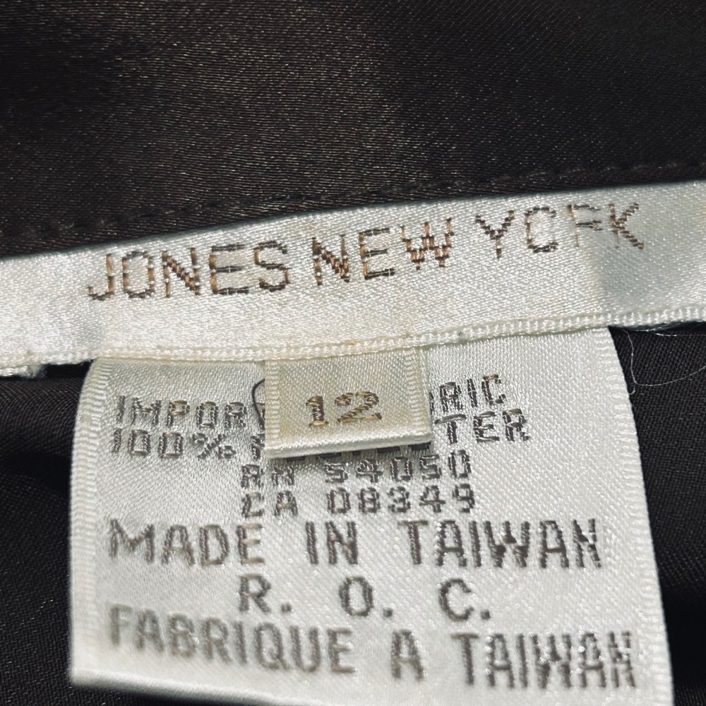 Jones New York Brown Satan Pintuck Button Up Blouse Womens Size 12 - Picture 8 of 10